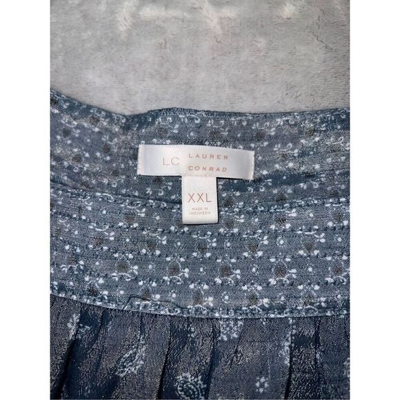 Women’s Blue Floral Boho Blouse Top 2XL Lightweight Square Neck - Picture 7 of 9